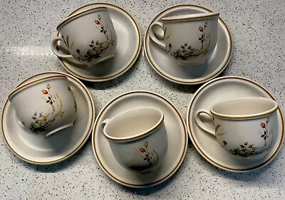 5 M&S Cups & Saucers Harvest Marks And Spencer Stoneware Vintage Retro • £14.99