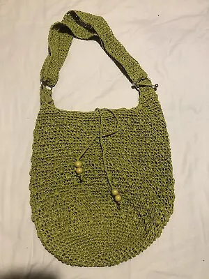 H&M Ladies Lime Green Raffia Shoulder Bag • £4.50