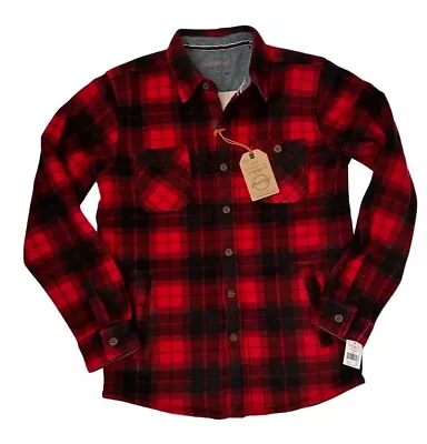 Weatherproof Flannel Shirt Jacket Shacket Fleece Lined Mens Size Small Red Plaid • $28.95