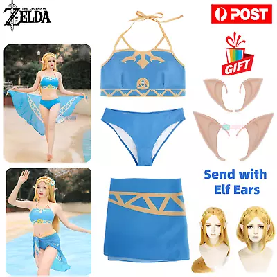 $45.55 • Buy Legend Of Zelda Breath Of The Wild Princess Cosplay Swimsuit Sexy Dress Hair Wig