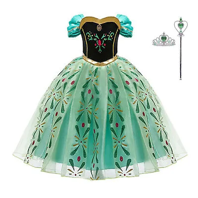 Girl Kid Baby Party Fancy Dress Princess Anna Costume World Book Day Cosplay Set • £11.65