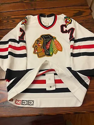 CCM Authentic Chelios Chicago Blackhawks NHL Hockey Jersey Vintage White Home 44 • $499.95