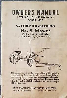 1945 Owners Manual  McCormick Deering Number 9 Mower • $25