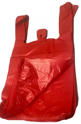 Bags 1/10  Small  8 X 4 X 15 Red T-Shirt Plastic Grocery Shopping Grocery Bags • $7.97