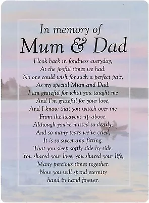 Graveside/memorial Card In Memory Mum & Dad • £3.45