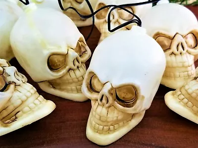 Vintage SKULL BLOW MOLD Patio RV Camp 10 String Lights Music Halloween VIDEO • $50.40