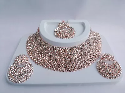 $21.99 • Buy Indian Bollywood Gold Plated Fashion Bridal Choker Jewelry Necklace Set