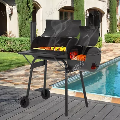 43  BBQ Charcoal Grill & Offset Smoker Outdoor Patio Backyard Meat Cooker Smoker • $178.36