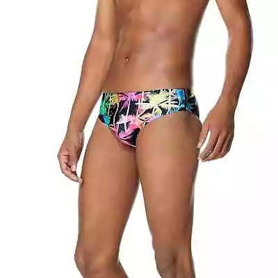 New Speedo Men's One Print Swim Race Brief Party Palm 34  7052115 • $29