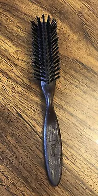 Vintage Goody Styling Hair Brush Nylon Bristles Sculpted Handle Faux Wood Grain • $19.95