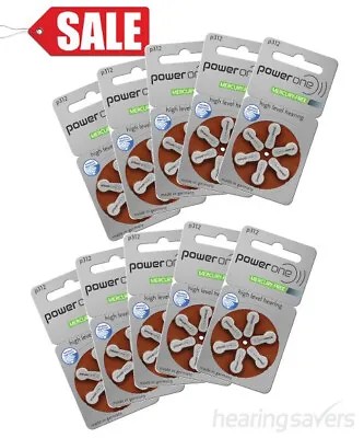 Box Of Power One Hearing Aid Batteries Size 312 (p312) Pack Of 60 • $28.65