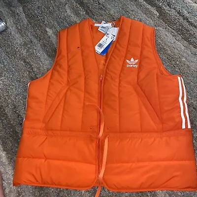 Adidas Orange Adicolor Parley Puffer Vest HM6750 ADULT SIZE LARGE New $100 • $48.95