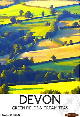 Vintage Railway Poster Devon Cream Teas Wall ART PRINT Train Travel Advert A3 A4 • £5.99