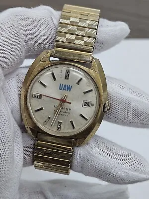 Vintage Vantage Self-Winding 25 Jewels Mens Wrist Watch Date Mechanical UAW • $49.99