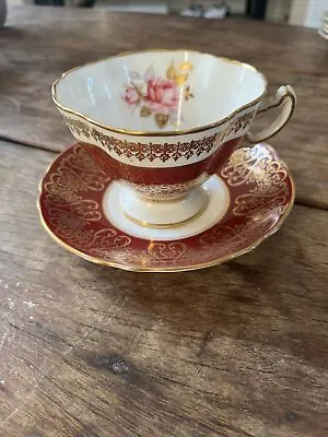 Hammersley Bone China Deep Red / Pink Floral Cup And Saucer • £10