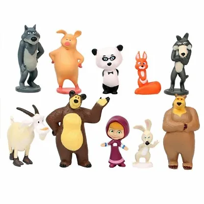 Masha And The Bear 10 Piece Action Figures   Cake Toppers Set Party Toys New • $14.98