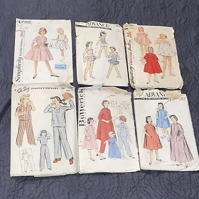 Lot Of 6 Vintage 1940’s-1950’s Girls Clothing Sewing Patterns  • $15