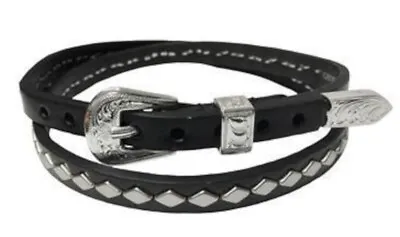 M&F Western Mens Hatband Leather Diamond Studs Black 0201101 • $17