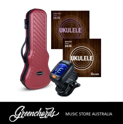 $148 • Buy Crossrock Concert Ukulele Hard Case + BlackSmith Purple & White Strings + Tuner