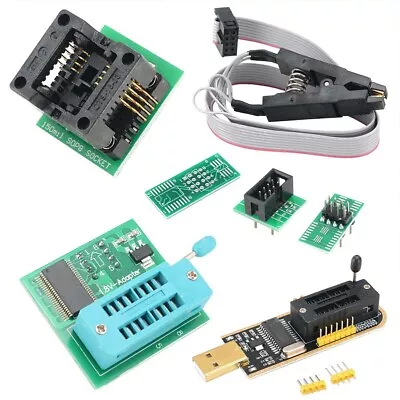 Usb Ch341a Bios Eeprom Programmer+Soic8 Clip+Soic8 Adapter+1.8v Adapter Kits • £11.98