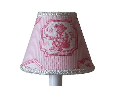 Pink Nursery Toile Chandelier Shades 5  Mini Lamp Sconce Shade Music Animals • $5