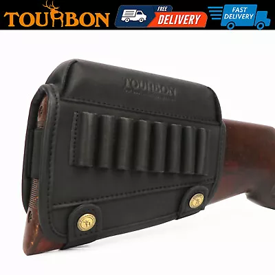 Tourbon Black Leather Buttstock Cheek Riser Rest With Rifle Shells Holder Sleeve • $82.49