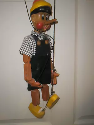 Vintage Hand Crafted  Wood Painted And Fabric 17  PINOCCHIO Marionette Puppet • $39.99