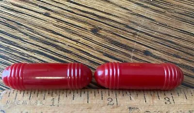Vintage Estate Button Lot 2 Cherry Red Toggle  BAKELITE ? Buttons Art Deco • $10