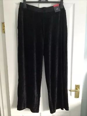 M&S Plisse Textured Velour Trousers Size 18 S. Wide Leg High Rise Pull On BNWT • £12.99