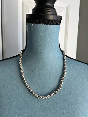 Vintage NAPIER Silver Tone Ball Beaded Bali Necklace 18  • $17.95