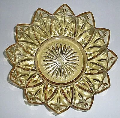 Vintage Amber Glass Starburst Sunflower Petal Candy Dish Plate Bowl  CE • $11