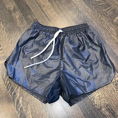 NOS Vtg Shorts Mens Large Black Shiny Augusta Glanz Nylon Wet Look Retro 80s NEW • $27.99