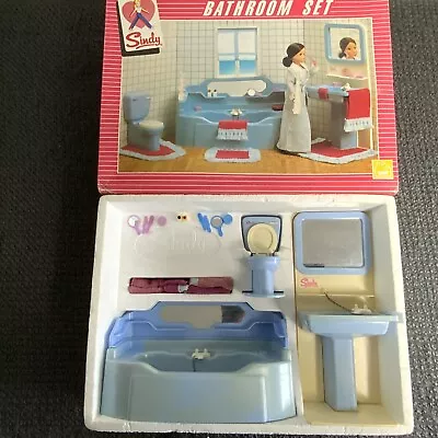 £39.99 • Buy Vintage 1980’s Pedigree Sindy Doll Furniture Blue Bathroom Set Accessories + Box