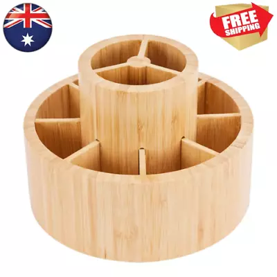 Bamboo Rotating Art Supply Desk Organizer Pencil Holder Desktop Storage Caddy** • $21.89