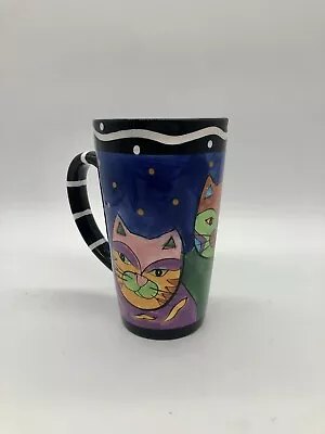 Hand Painted Tall Mug Manhattan Cats By Milson & Louis Pottery • $15