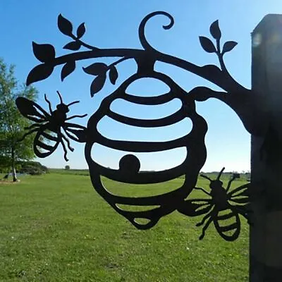 £12.84 • Buy Metal Bee Hive Wall Art Hanging Outdoor Home Garden Decoration,