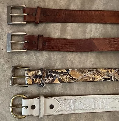 Lot  4 Justin & Nacona Men’s Belts. Eel Skin Lizard Snake Ostrich 32 - 34 • $44.99