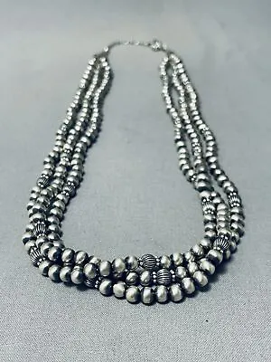 Lula Nez Vintage Navajo Sterling Silver Unique Bead Necklace • $1451.99