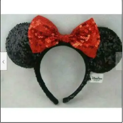 New Disney Parks Minnie Mouse Black Red Bow Sequins Ear Headband Costume Party • $1.99