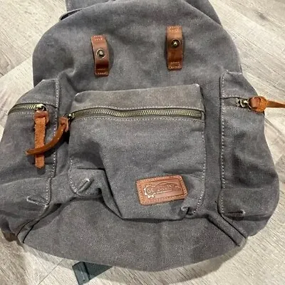 $30 • Buy EUC Gesronic 21L Vintage Canvas Leather Backpack Rucksack Photography Pouch