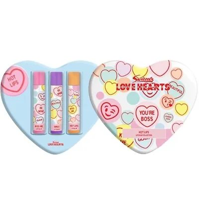 Swizzles Love Heart Hot Lips Heart Tin Lip Balm Trio Metal Gift Box • £5.95