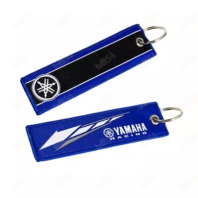 For YAMAHA Bike Double Side Keychain Backpack Key Ring Cell Holders Tag Blue • $8.38