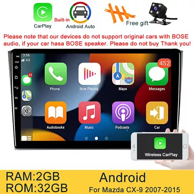Android 12 Car Radio GPS BT Navigation Wifi Carplay For Mazda CX-9 CX9 2007-2015 • $131.39