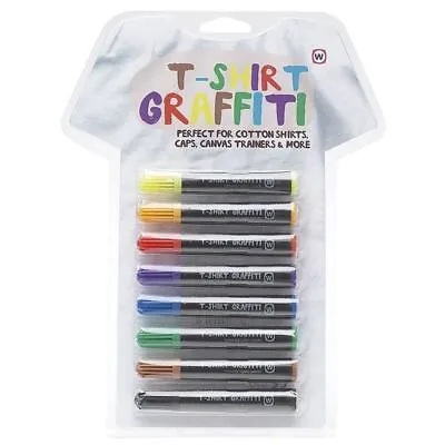 T-Shirt Graffiti Pens - 8 Fun Permanent Fabric Stationary Markers • £10.99