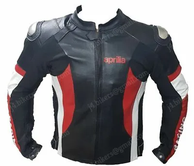 APRILIA Racing Motorcycle Biker Leather Jacket MOTOGP Motorbike Leather Jackets • $147.97