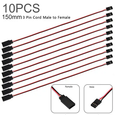£4.02 • Buy 10PCS 15CM Servo Extension Lead Wire Cable 3 Pin Male To Female For RC/Futaba JR