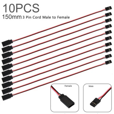£4.02 • Buy 10PCS 15CM Servo Extension Lead Wire Cable 3 Pin Male To Female For RC/Futaba JR