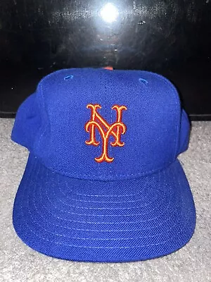 Vintage New Era New York Mets 59/50 Pro Model Size 7 3/8 Wool USA Blue Orange • $40