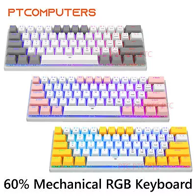 $71.11 • Buy 60% Compact Wired True Mechanical Keyboard 61 Keys RGB Backlit For Mac PC Laptop