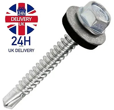 £9.49 • Buy Self Drilling Tek Screws With Sealing Washers Zinc Plated For Metal Roofing